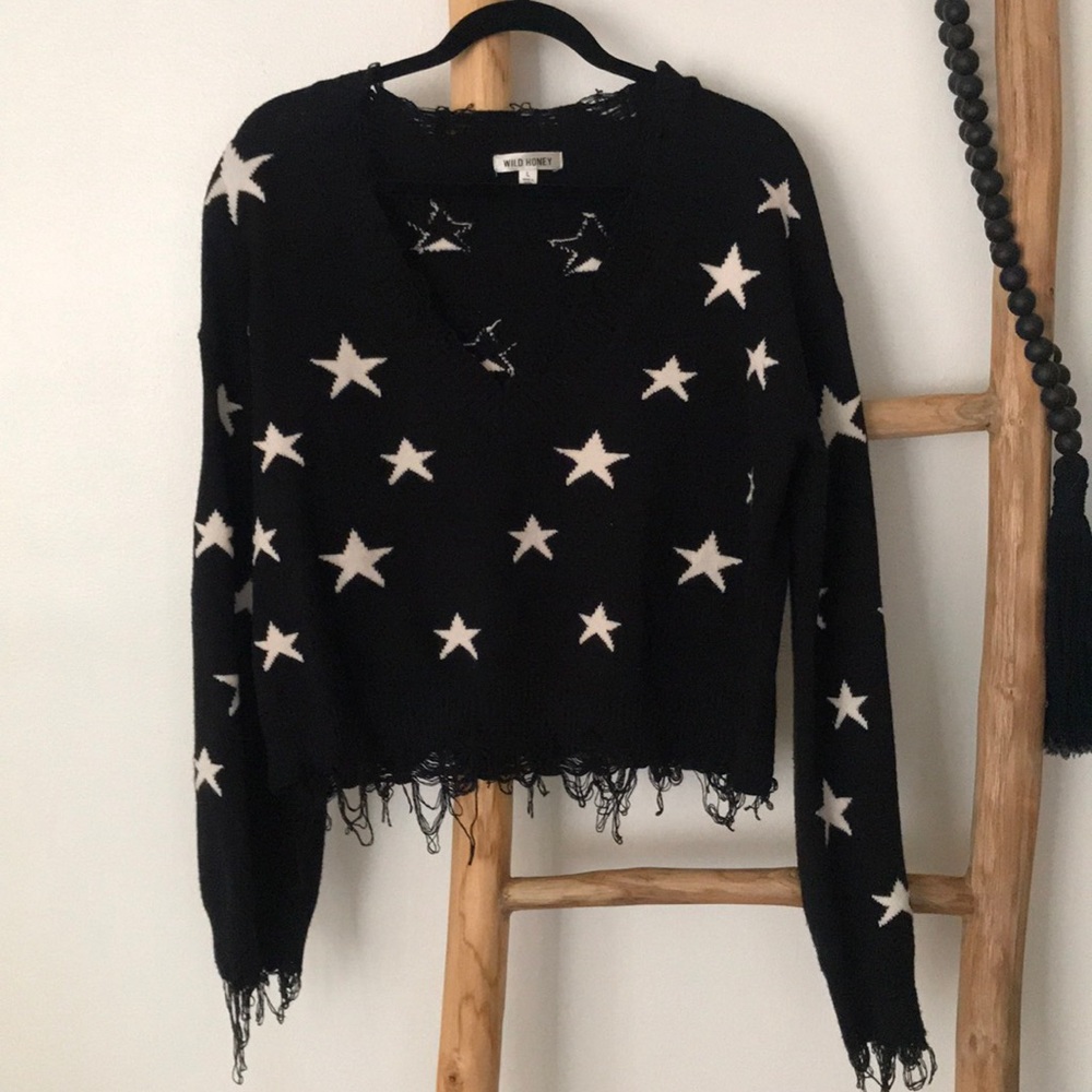 Distressed Star Sweater